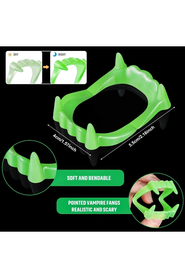 Bidebuvar Fosforlu Çift Damak Takma Vampir Dişi