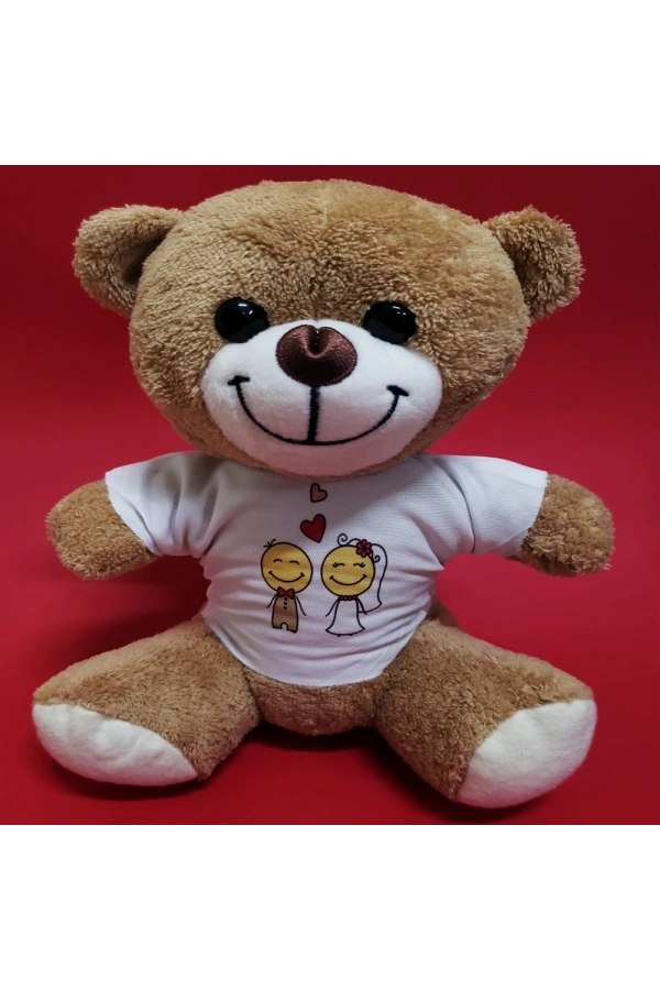 Bidebuvar Gelin Damat Tasarım Tişörtlü Sevimli Ayıcık