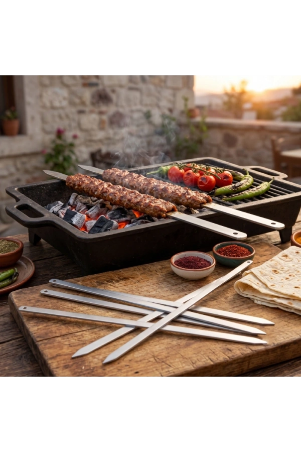 Bidebuvar Geniş Yassı Metal Adana Kebap Şişi - 50 cm