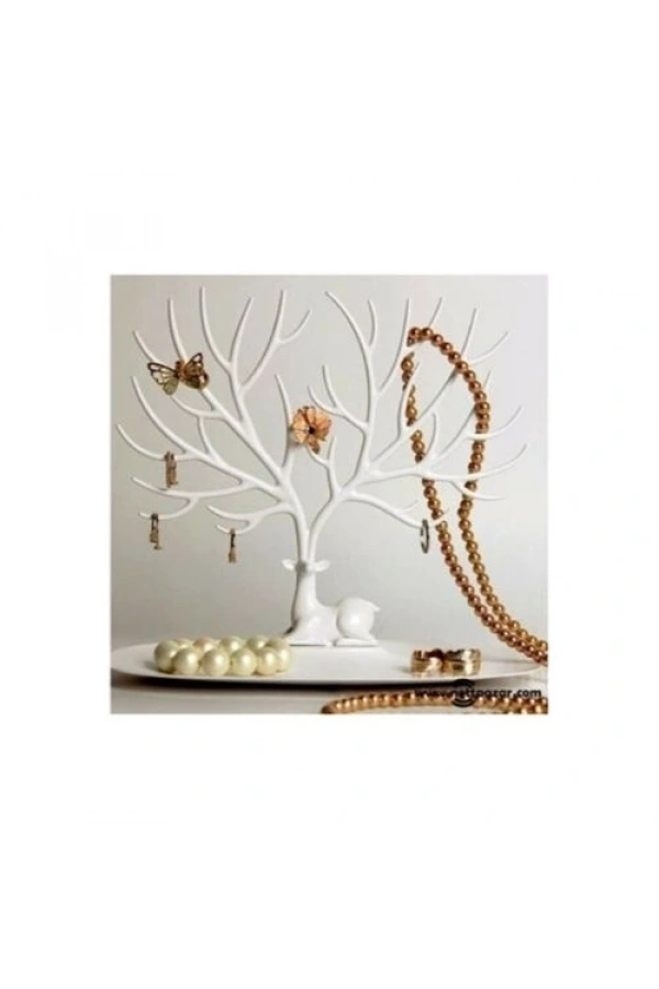 Bidebuvar Geyik Tasarımlı Takı Standı Beyaz