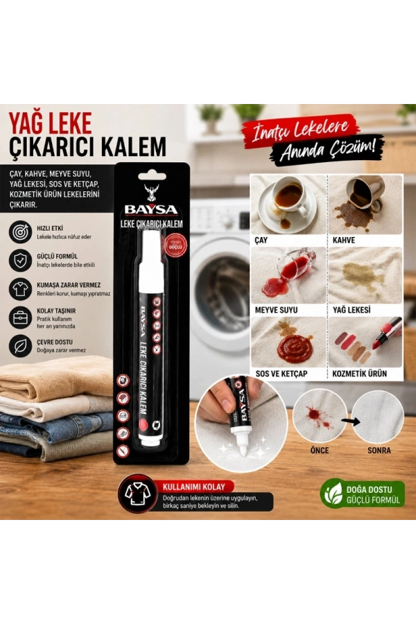 Bidebuvar Giysiler İçin Yağ ve Leke Çıkarıcı Kalem - Anında Etkili Güçlü Formül