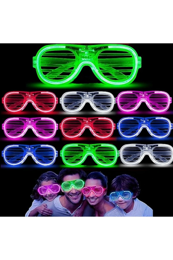 Bidebuvar Glow Işıklı Panjur Parti Gözlüğü 12 Adet