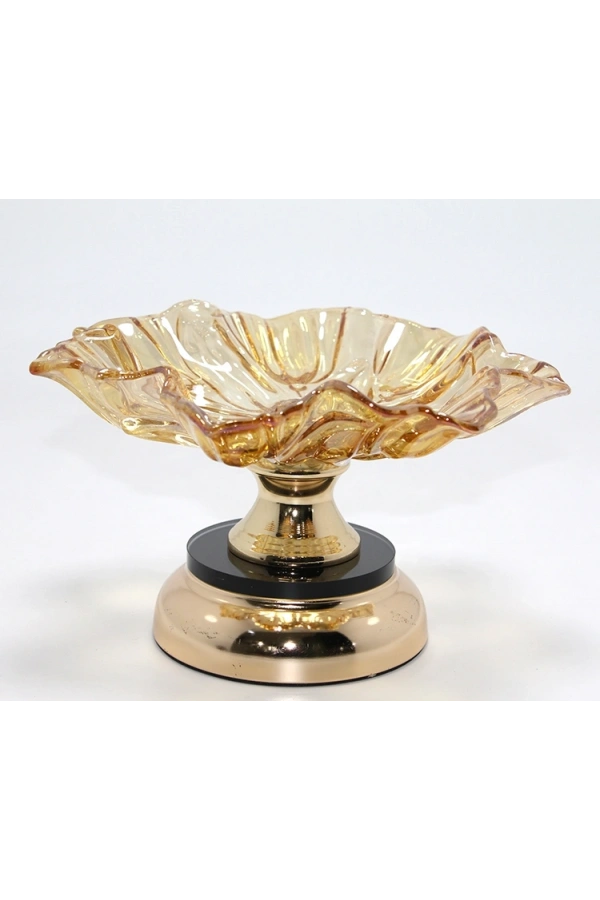 Bidebuvar Gold Detaylı Ayaklı Dekoratif Cam Sunumluk
