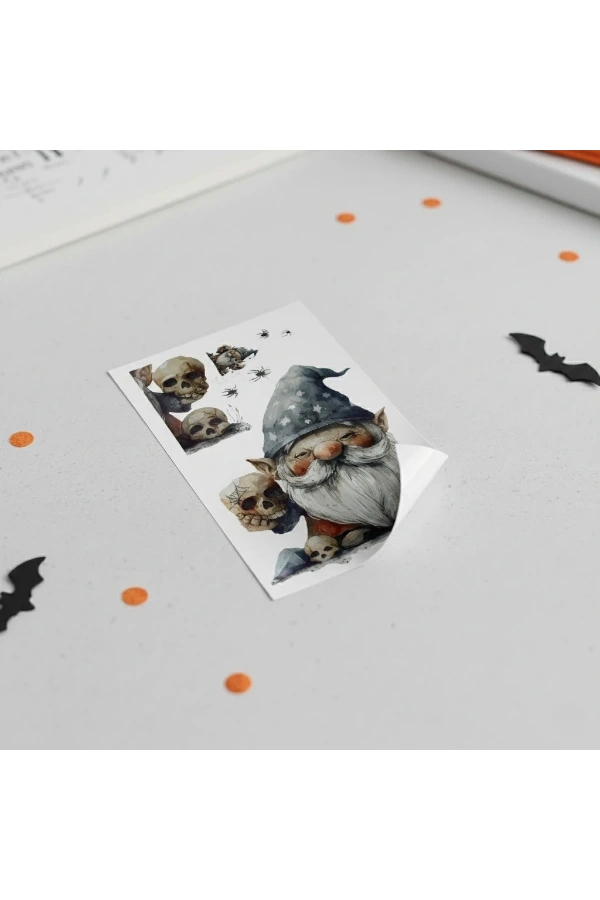 Bidebuvar Gotik Cüce ve Kafatası Halloween Duvar Sticker Seti