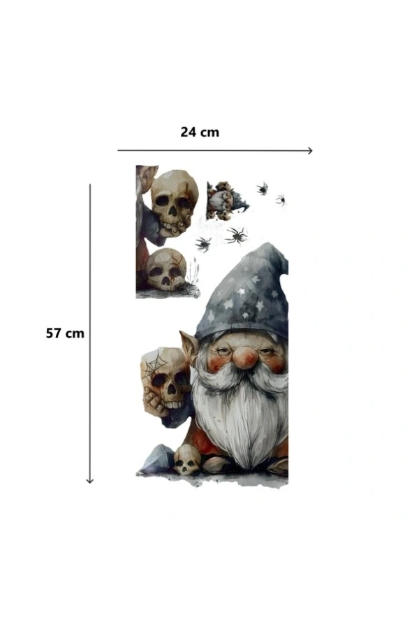Bidebuvar Gotik Cüce ve Kafatası Halloween Duvar Sticker Seti