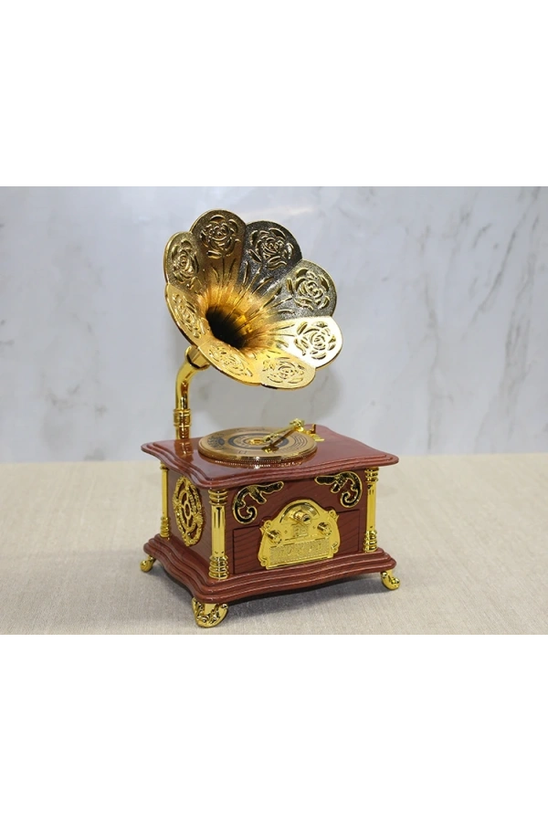 Bidebuvar Gramofon Müzik Kutusu Kahverengi