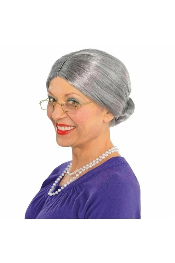 Bidebuvar Gri Yaşlı Peruğu çocuk yetişkin uyumlu