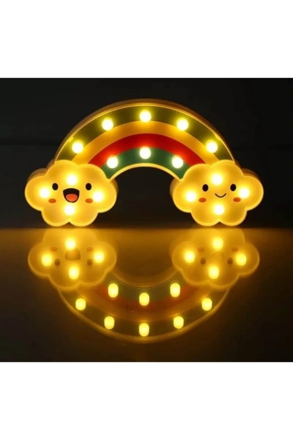 Bidebuvar Gülen Bulutlu Gökkuşağı LED Gece Lambası