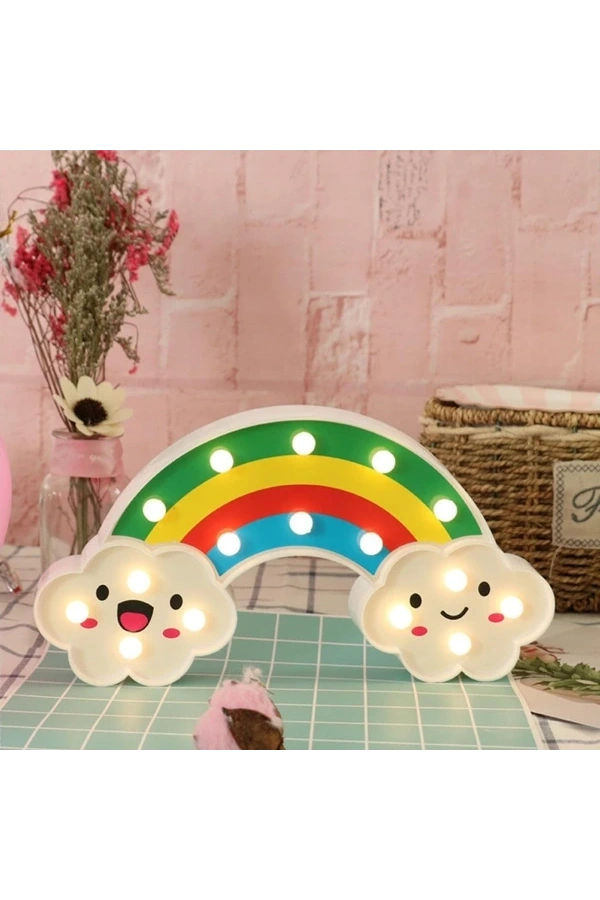 Bidebuvar Gülen Bulutlu Gökkuşağı LED Gece Lambası