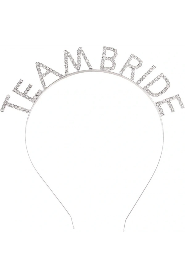 Bidebuvar Gümüş Kaplama Kristal Taşlı Team Bride Taç