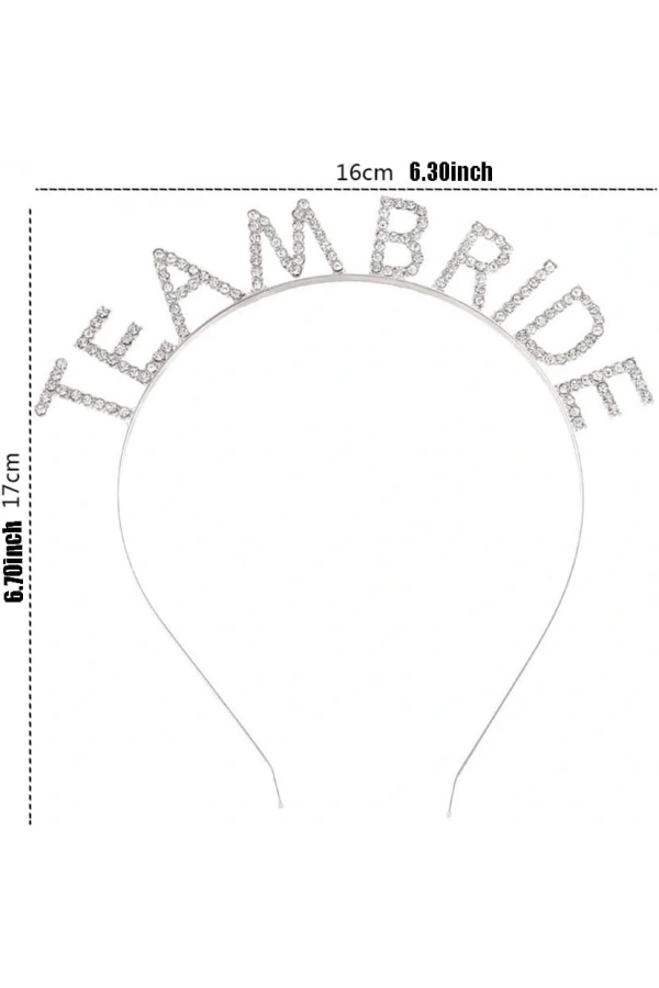 Bidebuvar Gümüş Kaplama Kristal Taşlı Team Bride Taç