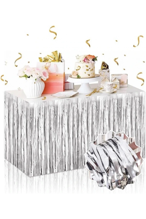 Bidebuvar Gümüş Metalize Masa Eteği