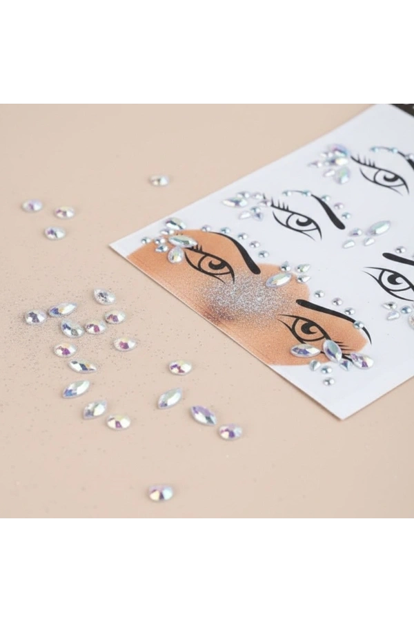 Bidebuvar Gümüş Taşlı Makyaj Yüz Süsü