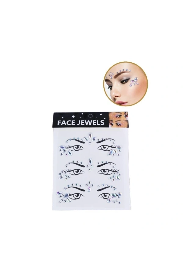 Bidebuvar Gümüş Taşlı Makyaj Yüz Süsü