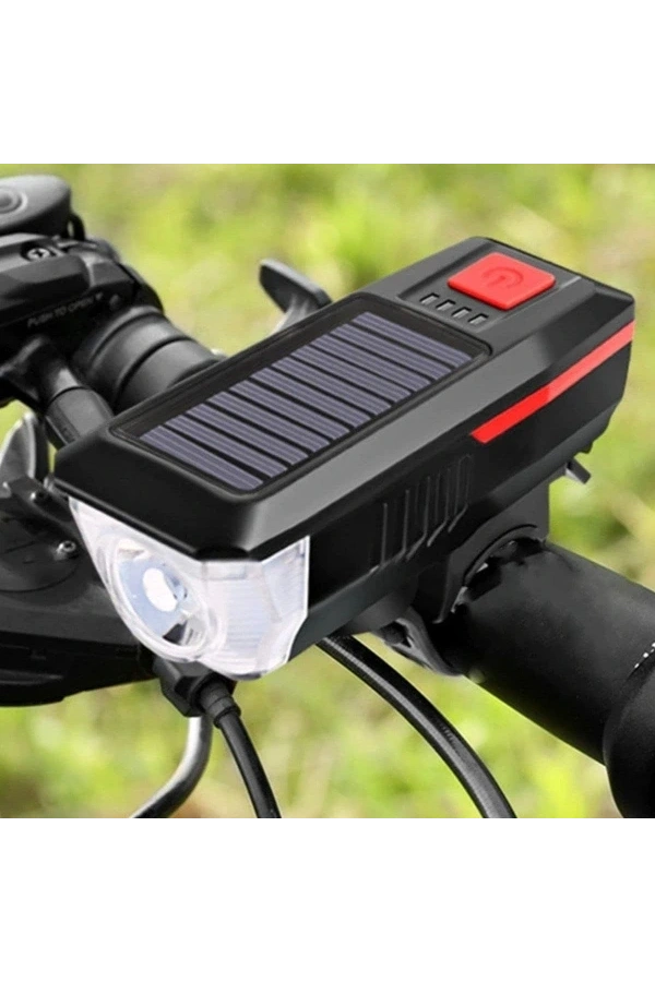 Bidebuvar Güneş Enerjili Bisiklet Işıklı Korna