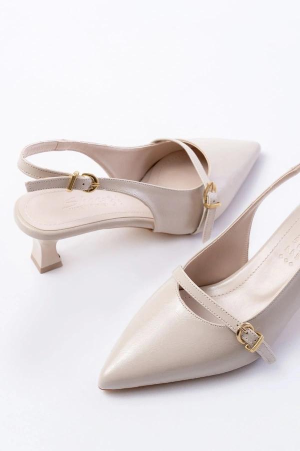 Bidebuvar H-470 Bej Rugan Baret Tokalı Arkası Açık Günlük Kadın Sandalet