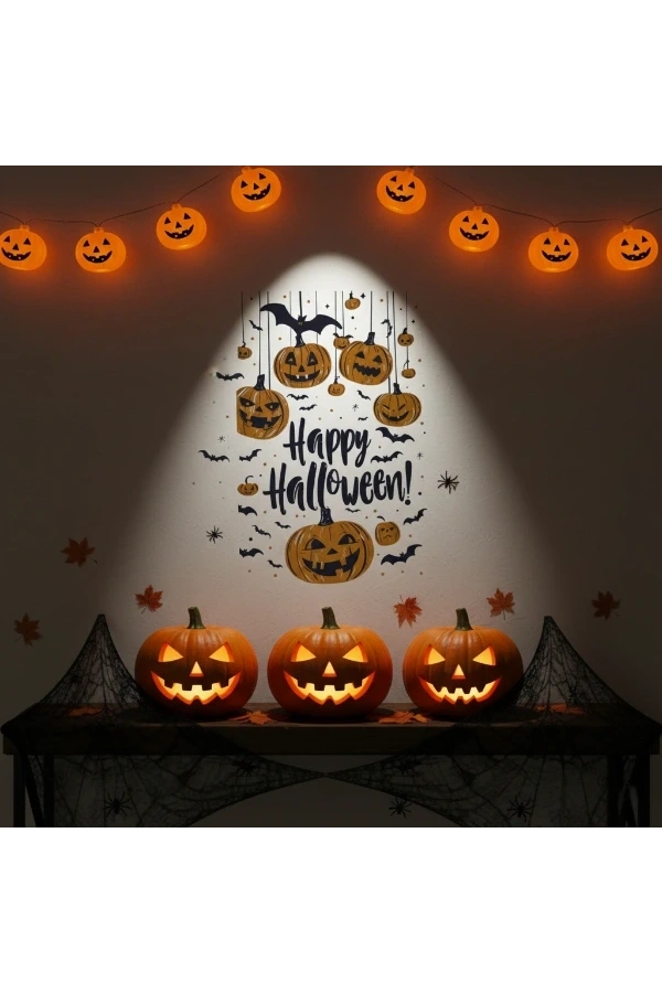Bidebuvar Halloween Temalı Balkabaklı Duvar Sticker Seti