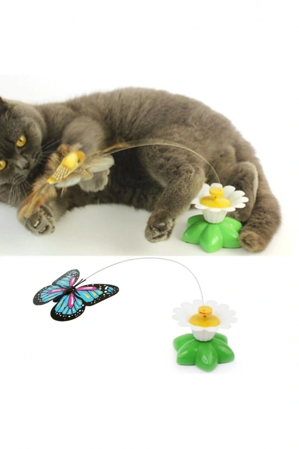 Bidebuvar Hareketli Pilli Kelebek Kedi Oyuncağı