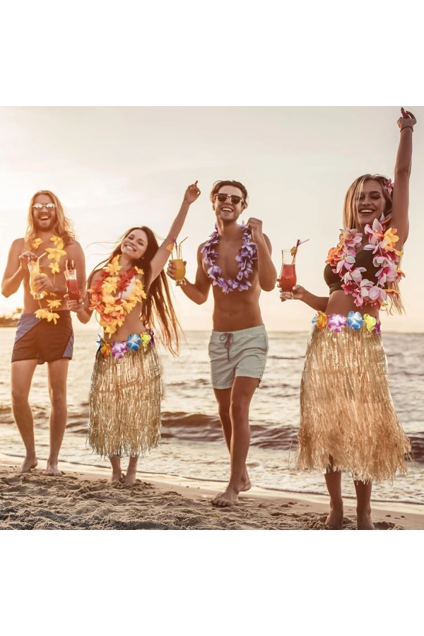 Bidebuvar Hawaii Tarzı Hula Eteği – 60 cm Hasır Natural Etek