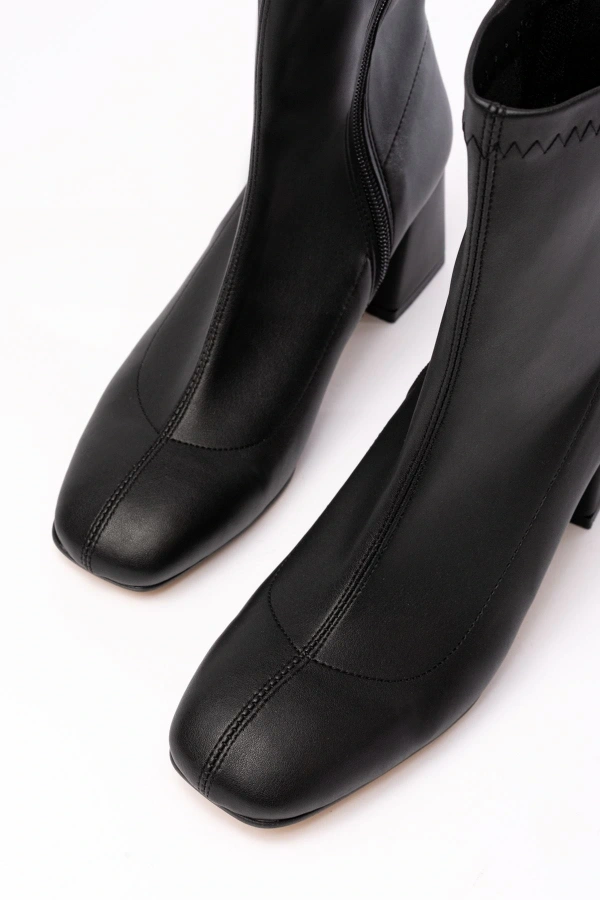 Bidebuvar HC-2700 Siyah Streç Topuklu Fermuarlı Günlük Kadın Bot