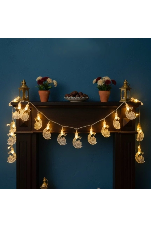 Bidebuvar Hilal Tasarımlı Ramazan Süslemesi 20 LED USB Aydınlatma
