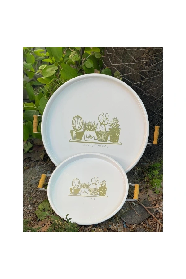 Bidebuvar İkili Yuvarlak Sunum Tepsisi Seti