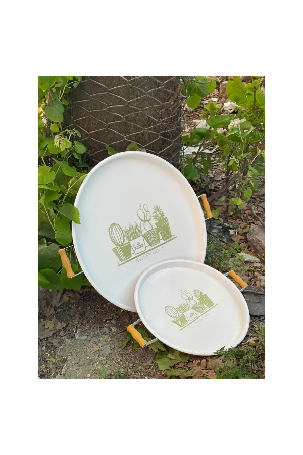 Bidebuvar İkili Yuvarlak Sunum Tepsisi Seti