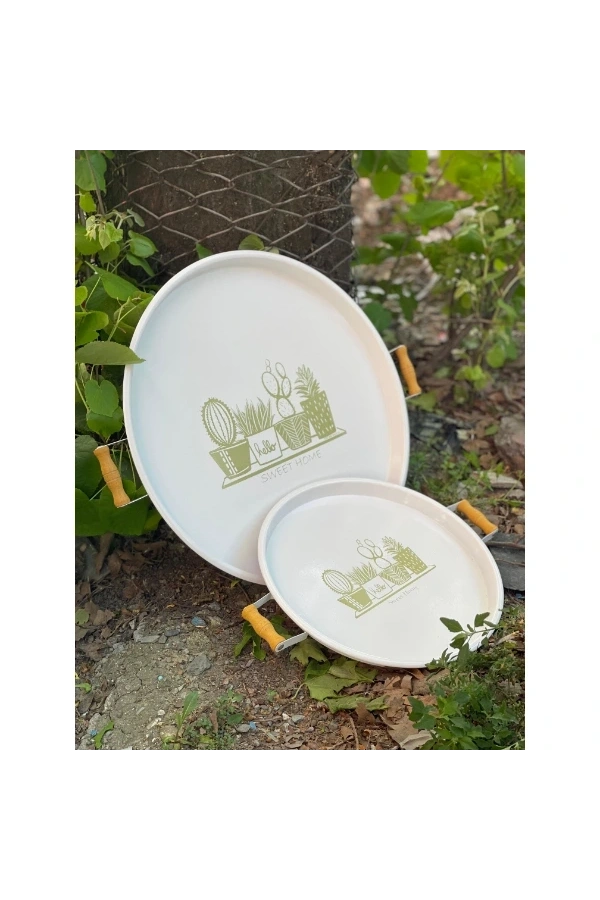 Bidebuvar İkili Yuvarlak Sunum Tepsisi Seti