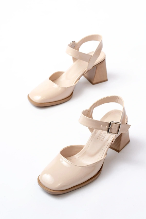 Bidebuvar İNF-40450 Bej Rugan Günlük Arkası Açık Topuklu Bayan Ayakkabı