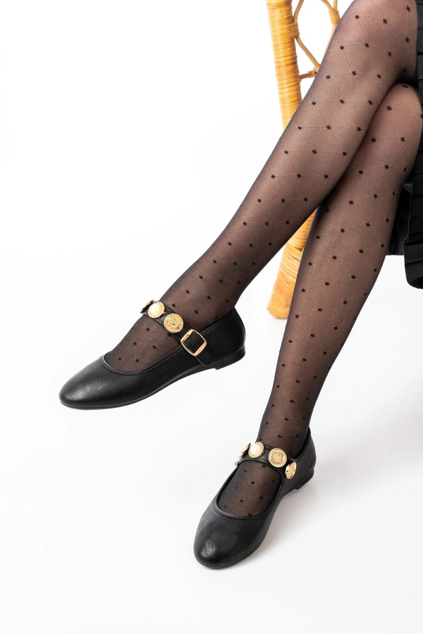 Bidebuvar İNF-6363 Siyah Baret Tokalı Günlük Bayan Ayakkabı