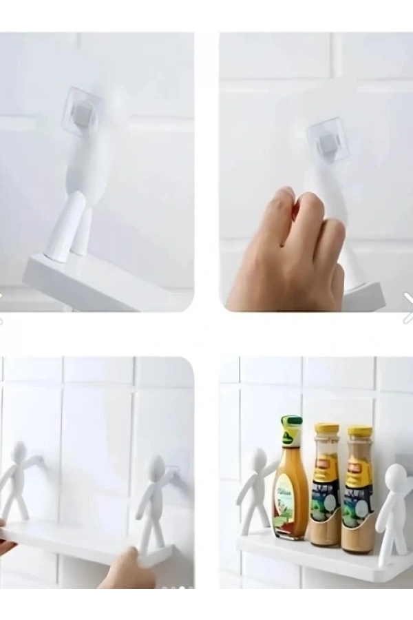 Bidebuvar İnsan Figürlü Yapışkanlı Çok Amaçlı Duvar Rafı