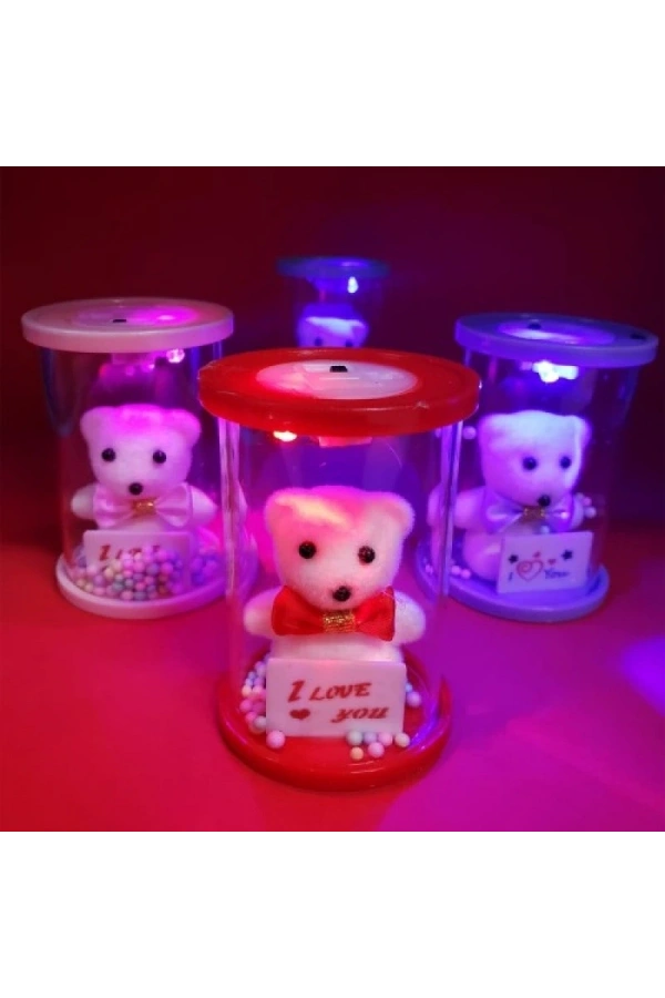 Bidebuvar Işıklı Cam Fanus İçinde Ayıcık