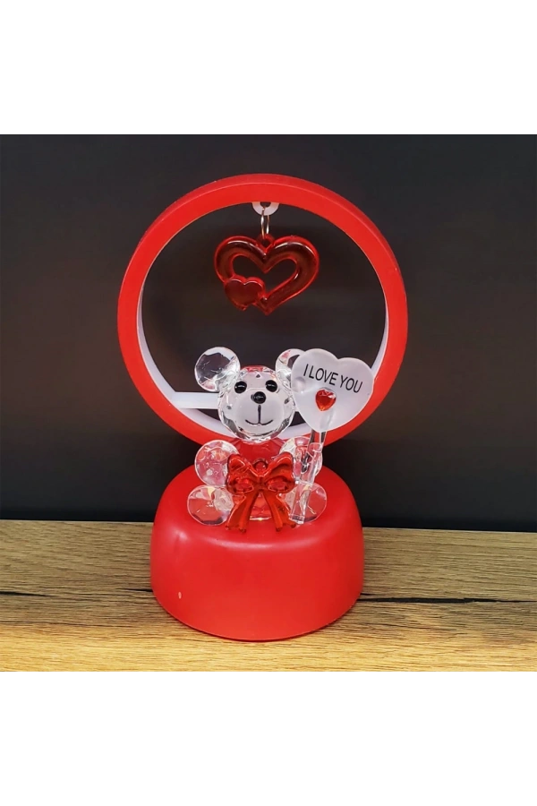 Bidebuvar Işıklı Kırmızı I Love You Ayıcık