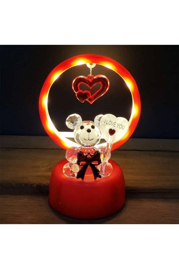 Bidebuvar Işıklı Kırmızı I Love You Ayıcık