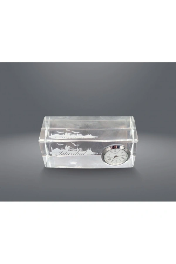 Bidebuvar İstanbul Tasarımlı Kristal Saatli Biblo