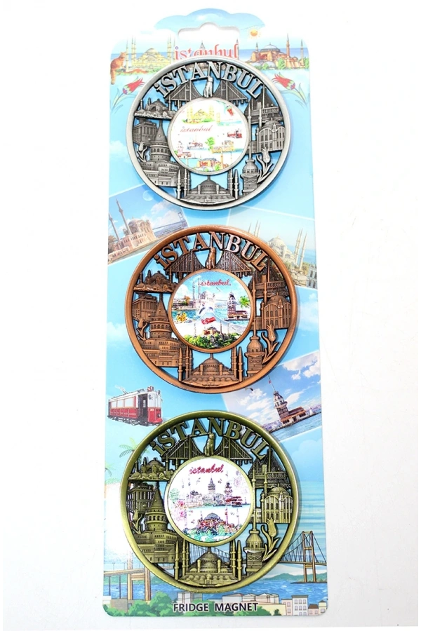 Bidebuvar İstanbul Temalı Metal Magnet 3lü Set Model 2