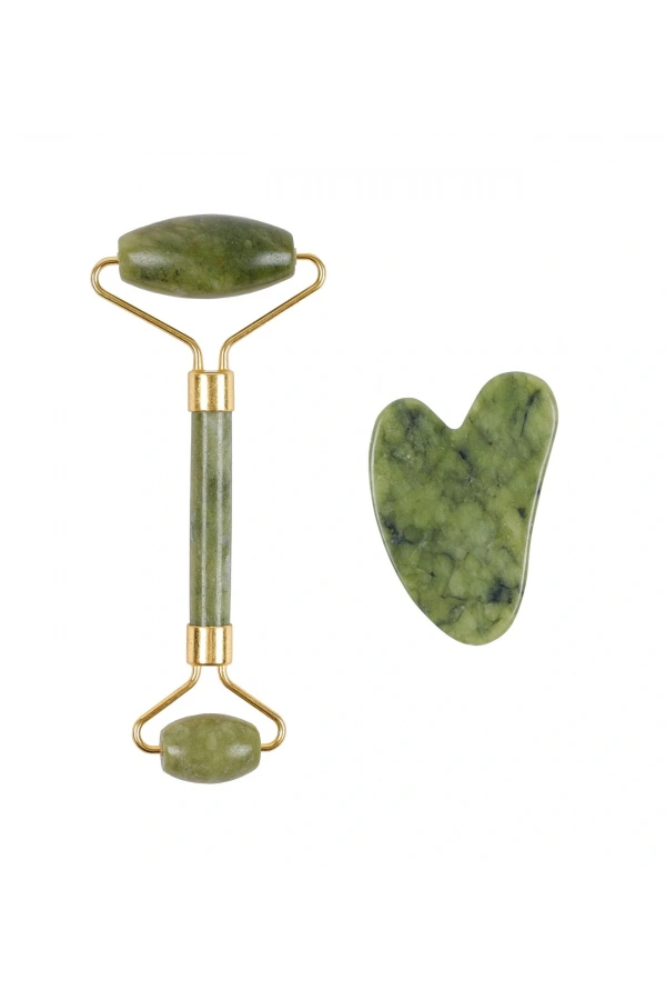 Bidebuvar Jade Roller Gua Sha Taşı Seti