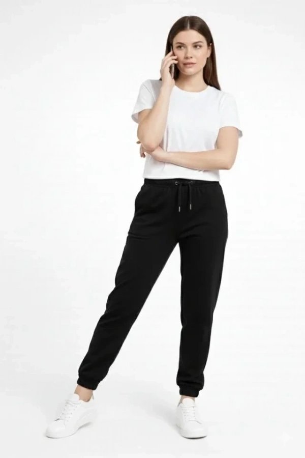 Bidebuvar Jogger Eşofman Altı Rahat Kalıp, Cepli, Lastikli Paça, Günlük Spor Pantolon - Siyah