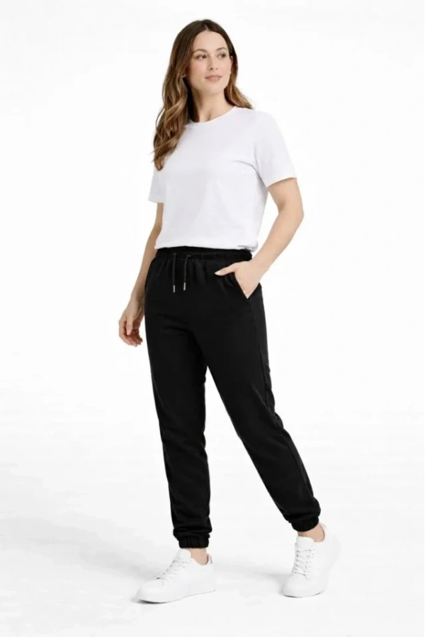 Bidebuvar Jogger Eşofman Altı Rahat Kalıp, Cepli, Lastikli Paça, Günlük Spor Pantolon - Siyah