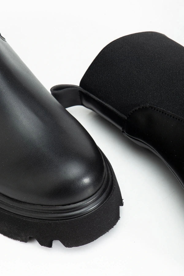 Bidebuvar K-815 Siyah Lastikli Yüksek Tabanlı Günlük Kadın Bot