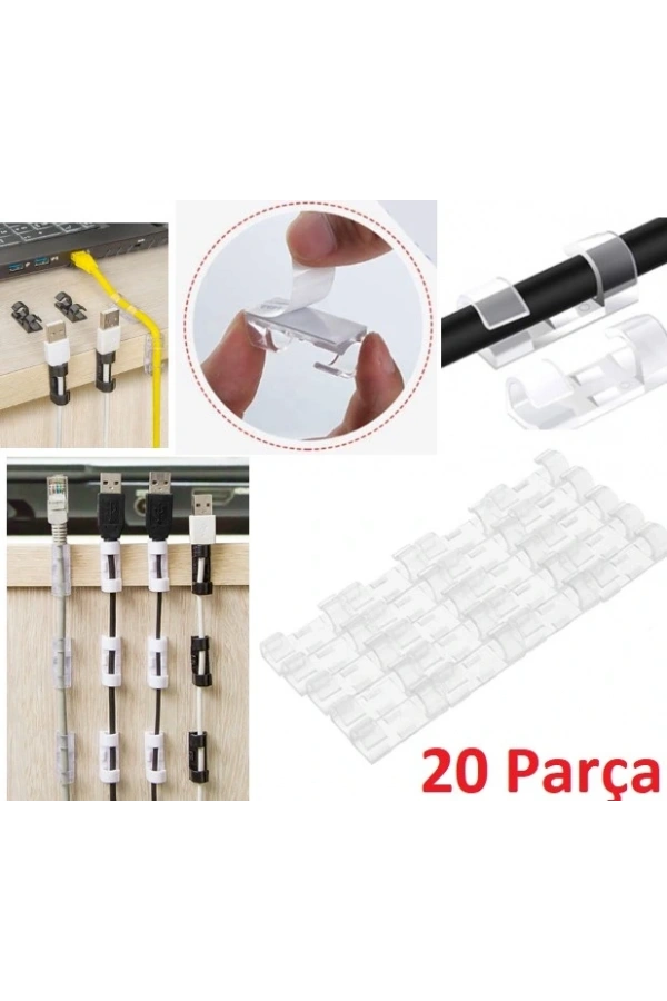 Bidebuvar Kablo Sabitleyici Klips Seti 20 Adet