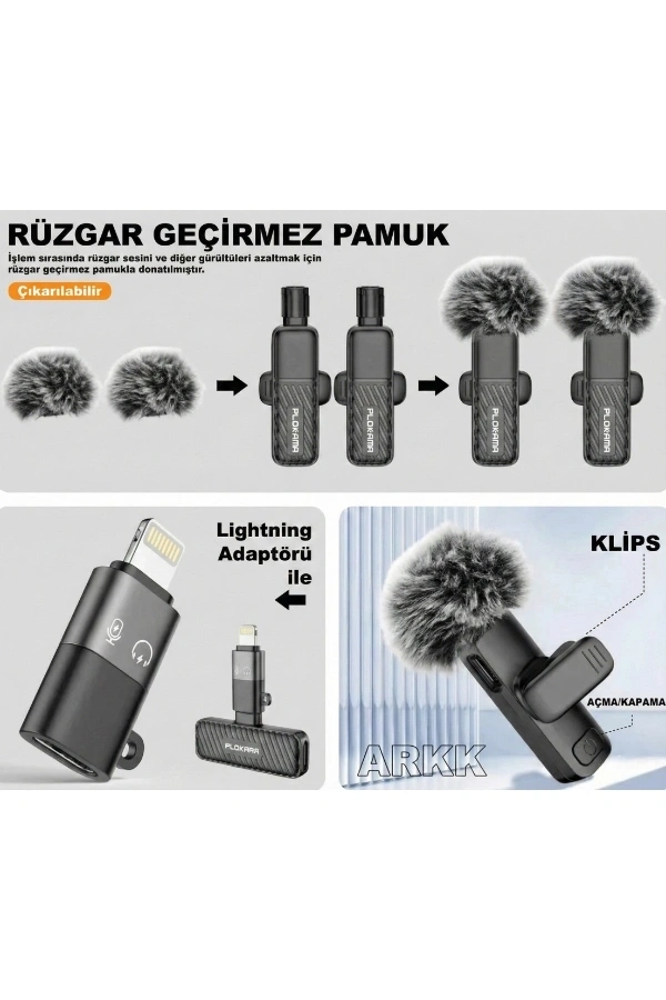 Bidebuvar Kablosuz Type-C Yaka Mikrofonu