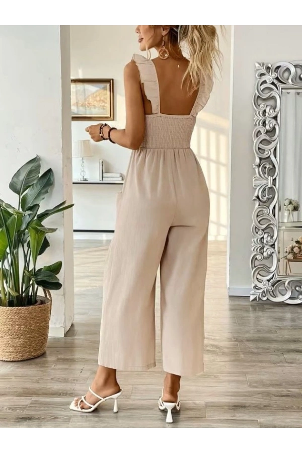 Bidebuvar Kadın Askılı Gipe Detaylı Cepli Uzun Tulum