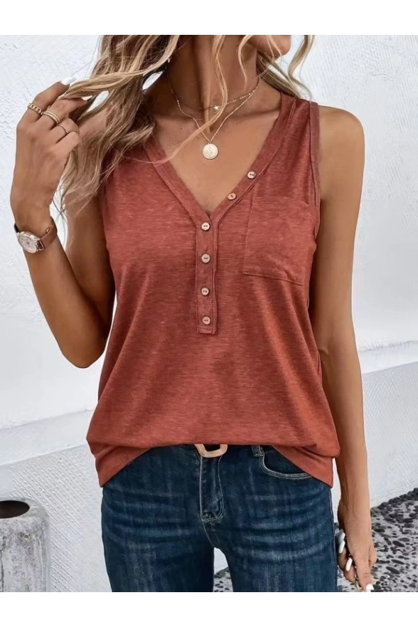 Bidebuvar Kadın Askılı önden Düğmeli Viskon Bluz