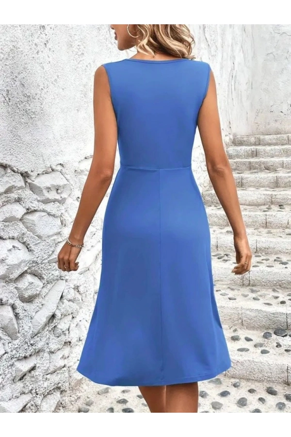 Bidebuvar Kadın Askılı V Yakalı önde çapraz Detaylı Janjan Krep Elbise