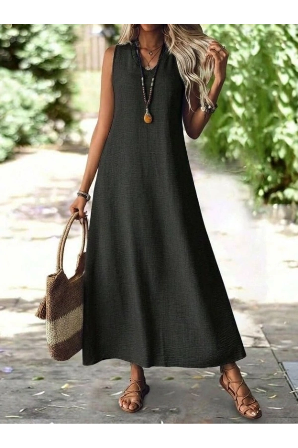 Bidebuvar Kadın Askılı V Yakalı Uzun Elbise