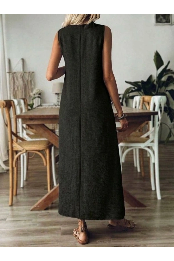 Bidebuvar Kadın Askılı V Yakalı Uzun Elbise