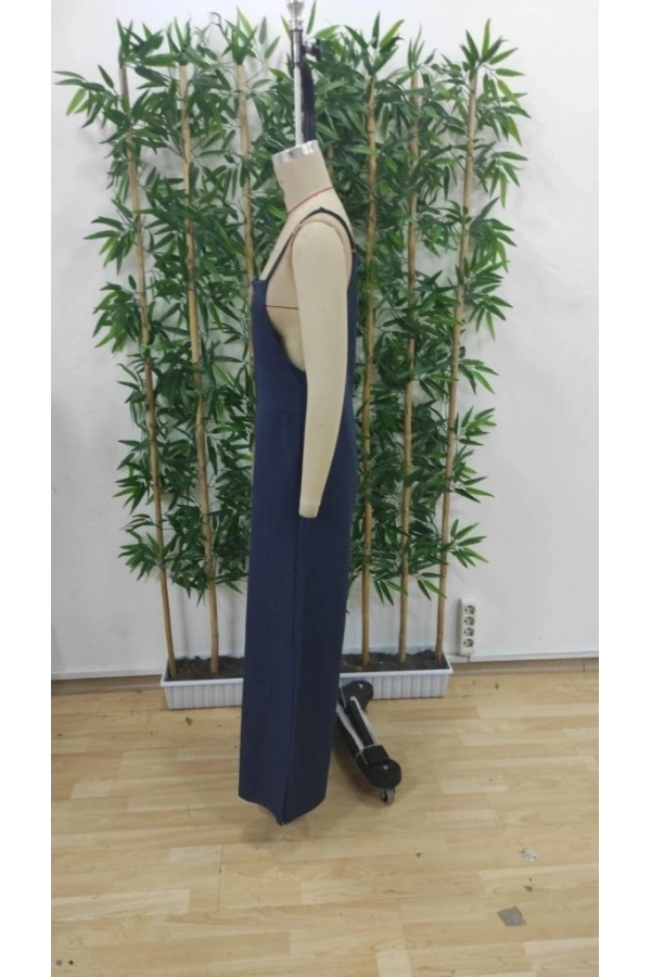 Bidebuvar Kadın Askılı Yandan Fermuarlı Geniş Paçalı Valencia Tulum