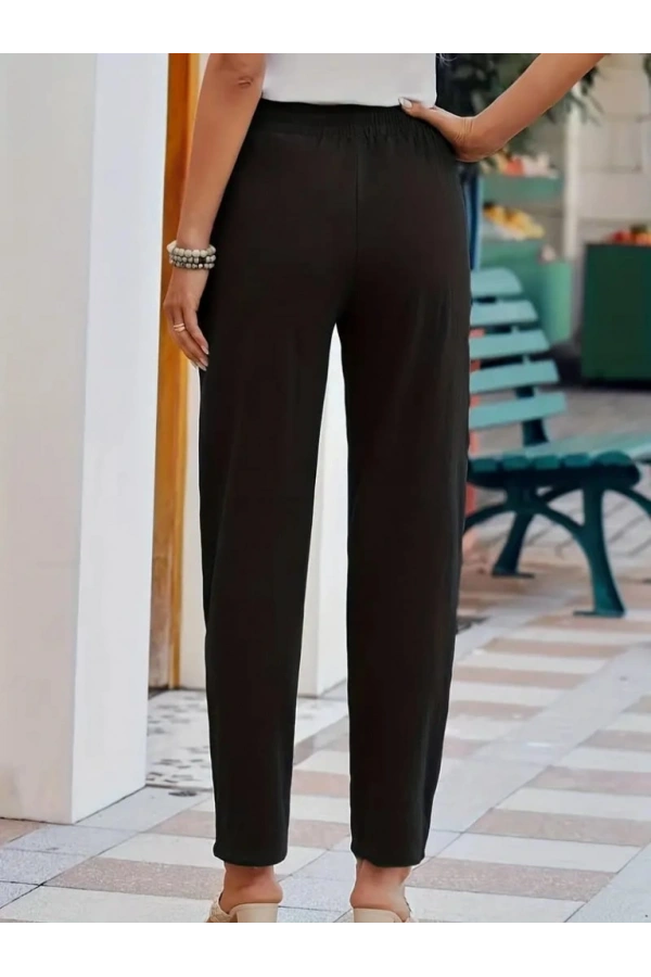 Bidebuvar Kadın Beli Lastikli Keten Pantolon