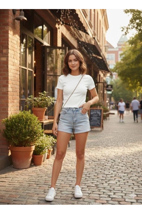 Bidebuvar Kadın Bisiklet Yaka Düz Renk Kaşkorse Bluz